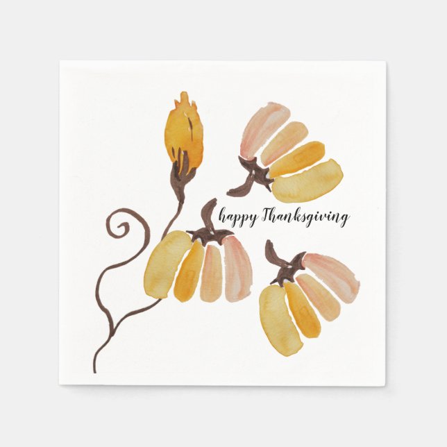 Thanksgiving Watercolor Pumpkins Napkins (Front)