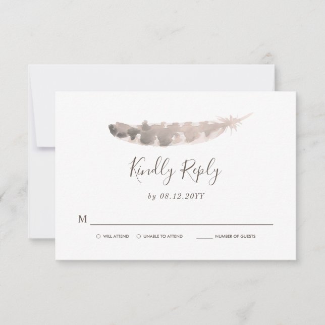 Thanksgiving Weekend Wedding | Turkey Feather RSVP (Front)