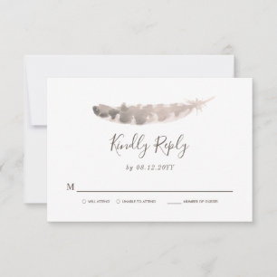 Thanksgiving Weekend Wedding Turkey Feather RSVP Card