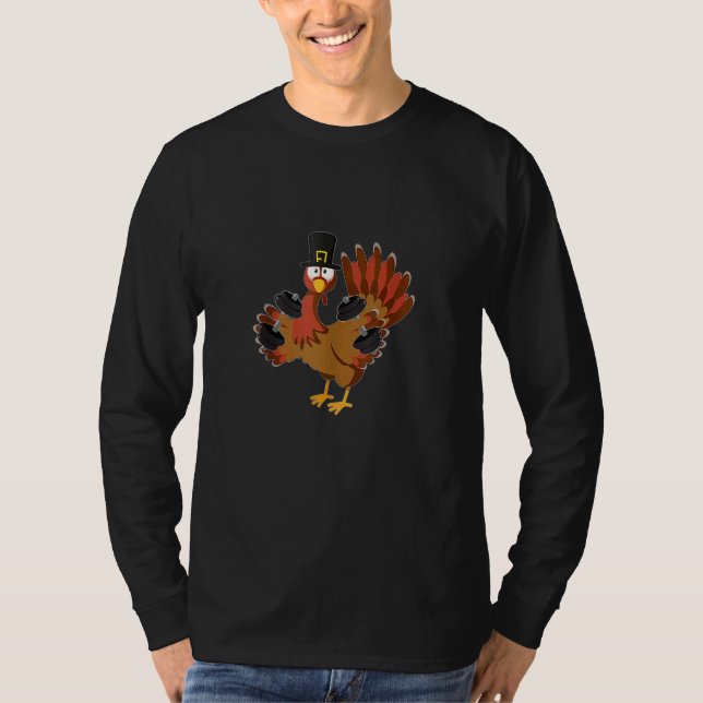 Thanksgiving Weightlifting Mom Dad  Workout Turkey T-Shirt (Front)