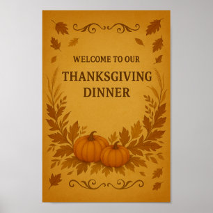 Thanksgiving Welcome Sign   Rustic Autumn Poster