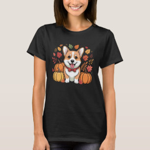 Thanksgiving Western Corgi Dog Fall Pumpkin Funny  T-Shirt