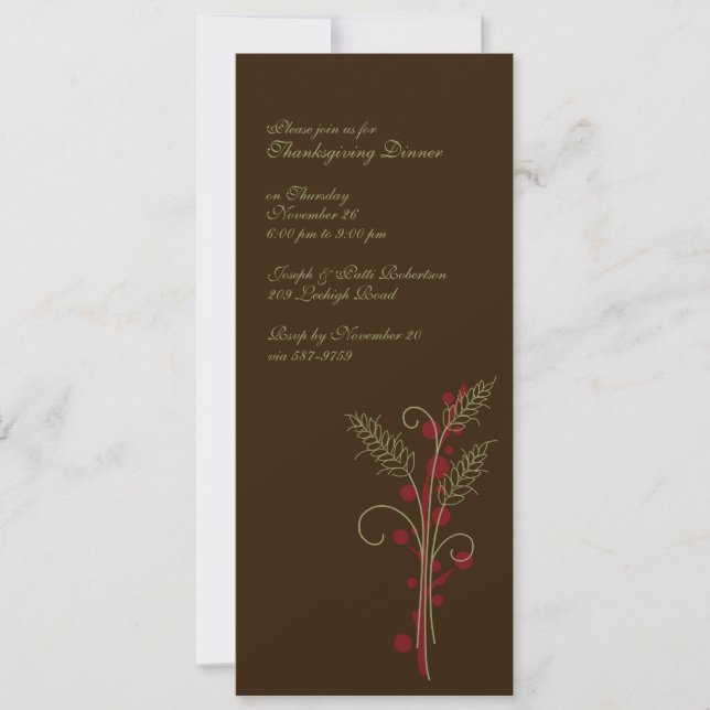 Thanksgiving Wheat Invitations (Front)