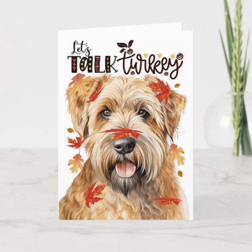 Thanksgiving Wheaten Terrier Dog Lets Talk Turkey Holiday Card