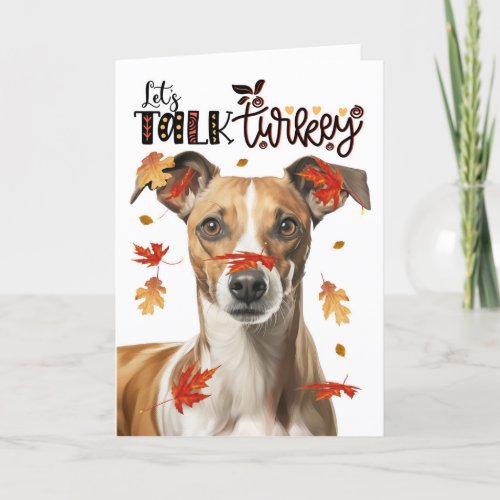 Thanksgiving Whippet Dog Lets Talk Turkey Holiday Card