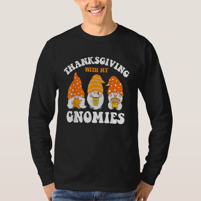 Thanksgiving Whit My Gnomies Cute Fall Gnomes Boy  T-Shirt (Front)