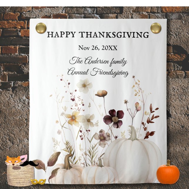 Thanksgiving White Pumpkin Flower Picture Backdrop (Creator Uploaded)