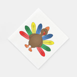 Thanksgiving/White Standard Luncheon Napkin/Turkey Napkins