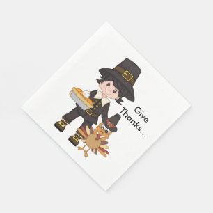 Thanksgiving/White Standard Luncheon Napkin/Turkey Napkins