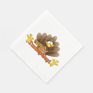 Thanksgiving/White Standard Luncheon Napkin/Turkey Paper Napkins