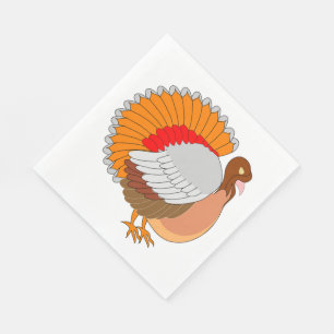 Thanksgiving/White Standard Luncheon Napkin/Turkey Paper Napkins