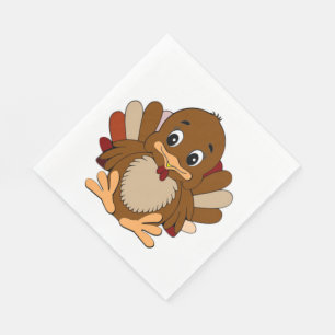 Thanksgiving/White Standard Luncheon Napkin/Turkey Paper Napkins