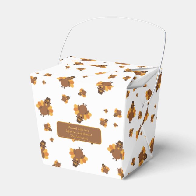 Thanksgiving White Turkey Leftovers  Favor Boxes (Front Side)
