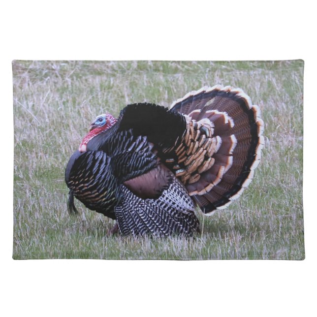 Thanksgiving Wild Turkey Cloth Placemat (Front)