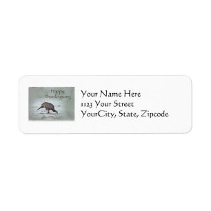 Thanksgiving Wild Turkey in Snowy Field Label