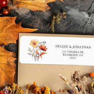 Thanksgiving Wildflower Rustic Fall Return Address Label