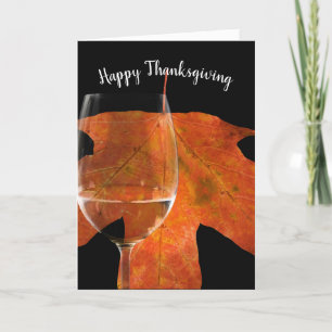 Thanksgiving Wine and Leaf Holiday Card