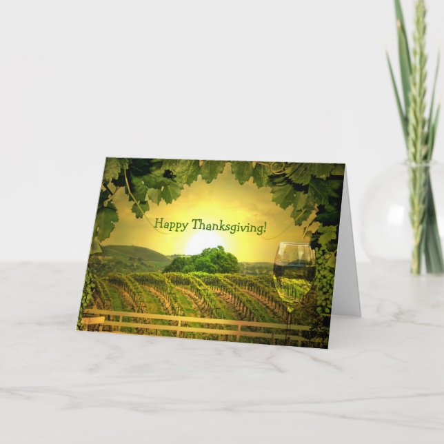 Thanksgiving Wine and Vineyard Greeting Card (Front)