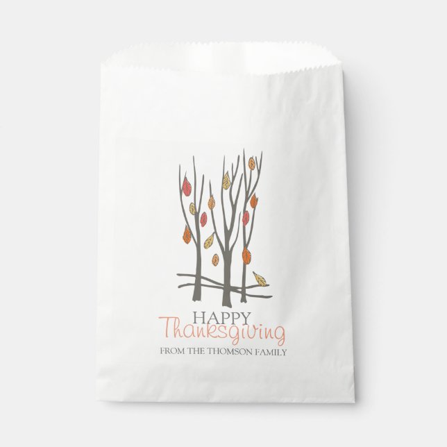Thanksgiving winter tree personalized gift bags (Front)