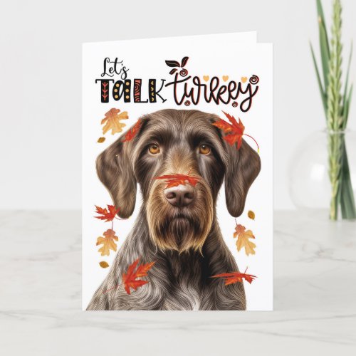 Thanksgiving Wirehair Pointer Lets Talk Turkey Holiday Card