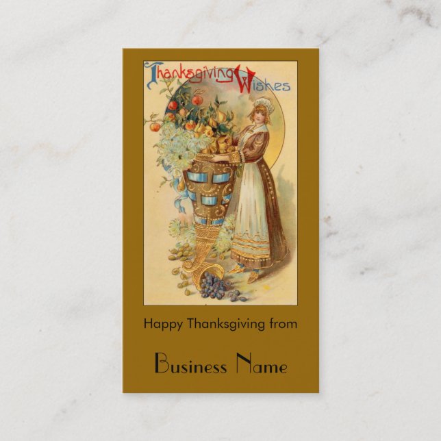 Thanksgiving Wishes Business Card (Front)