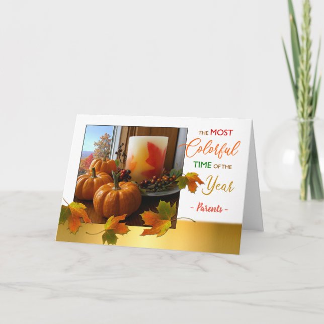 Thanksgiving Wishes for Parents Still Life Window Holiday Card (Front)