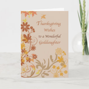 Thanksgiving Wishes Goddaughter with Fall Leaves Card