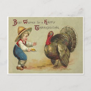 Thanksgiving Wishes Holiday Postcard by thedustyattic at Zazzle