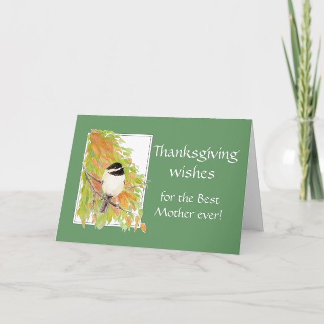 Thanksgiving Wishes Humor Bird Autumn for Mother Holiday Card (Front)