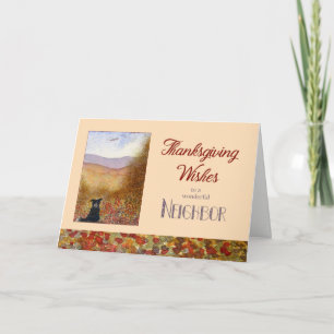Thanksgiving Wishes Neighbor - Sheepdog Autumn Holiday Card