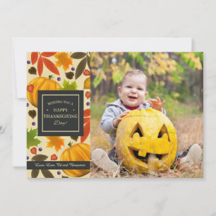 Thanksgiving Wishes Photo Card (Tan)