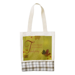 Thanksgiving Wishes Typography Leaves Zazzle HEART Tote Bag
