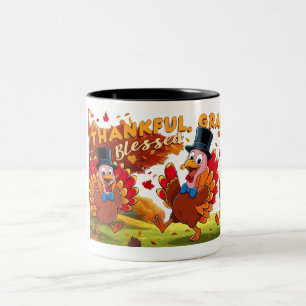 Thanksgiving With Gratitude Quotes Two-Tone Coffee Mug