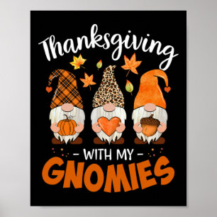 Thanksgiving With My Gnomie Leopard Women Teacher Poster