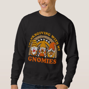 Thanksgiving With My Gnomies Autumn Gnomes Leopard Sweatshirt