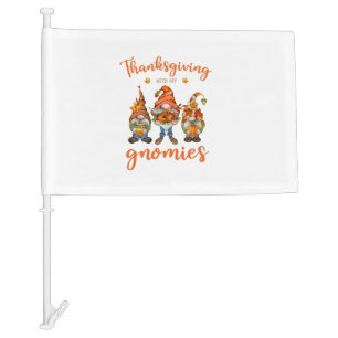 Thanksgiving With My Gnomies Autumn Gnomes Turkey Car Flag