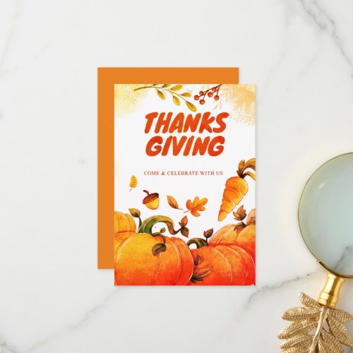 Thanksgiving with Pumpkin Pine and Leave Fall Thank You Card