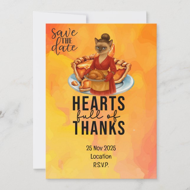 Thanksgiving  with Turkey for Cat lovers Invitation (Front)