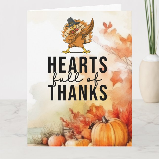 Thanksgiving with turkey letterpress thank you card (Front)