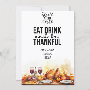 Thanksgiving with Turkey save the date invitation