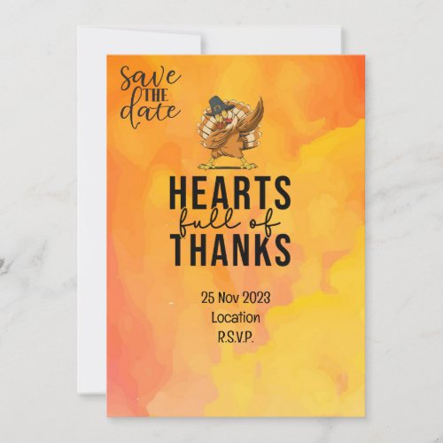 Thanksgiving  with Turkey save the date invitation