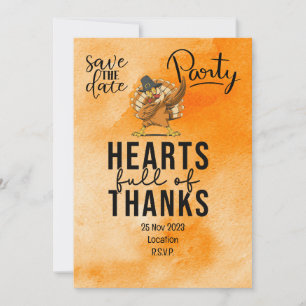 Thanksgiving with Turkey save the date invitation