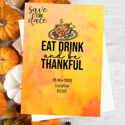 Thanksgiving  with Turkey save the date invitation