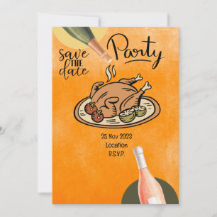 Thanksgiving with Turkey save the date invitation