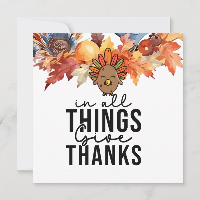 Thanksgiving with turkey thank you card (Front)