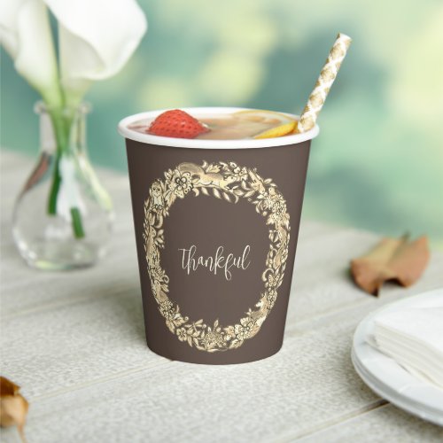 Thanksgiving Woodland Animal Rustic Fall Brown Paper Cups