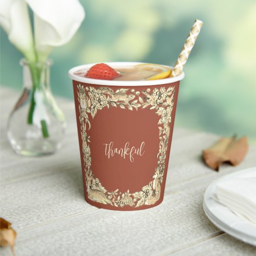 Thanksgiving Woodland Animal Rustic Fall Copper Paper Cups