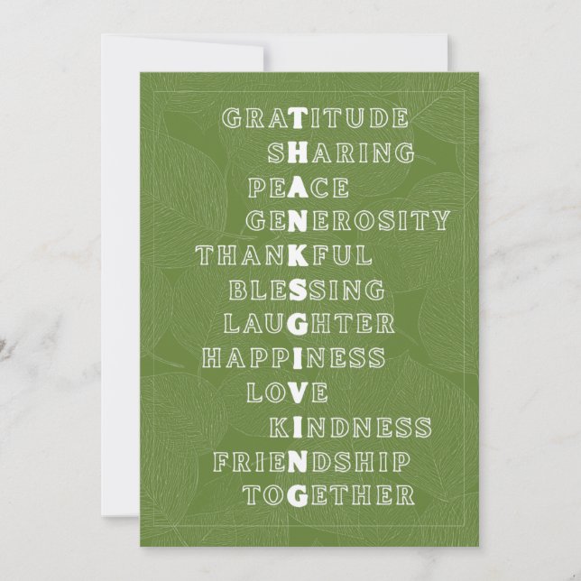 Thanksgiving Word Art in Various Colors Holiday Card (Front)