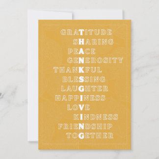 Thanksgiving Word Art in Various Colors Holiday Card