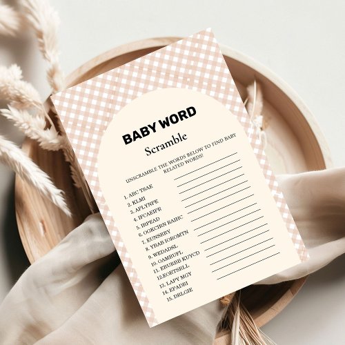 Thanksgiving  word scramble baby shower game card